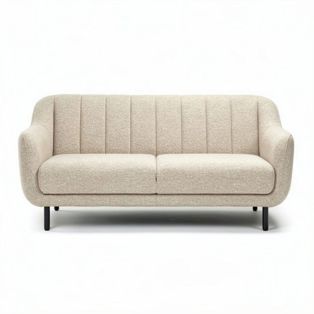 Canapé en tissu beige 200 x 80 x 75cm avec pieds en métal robuste et dossier capitonné