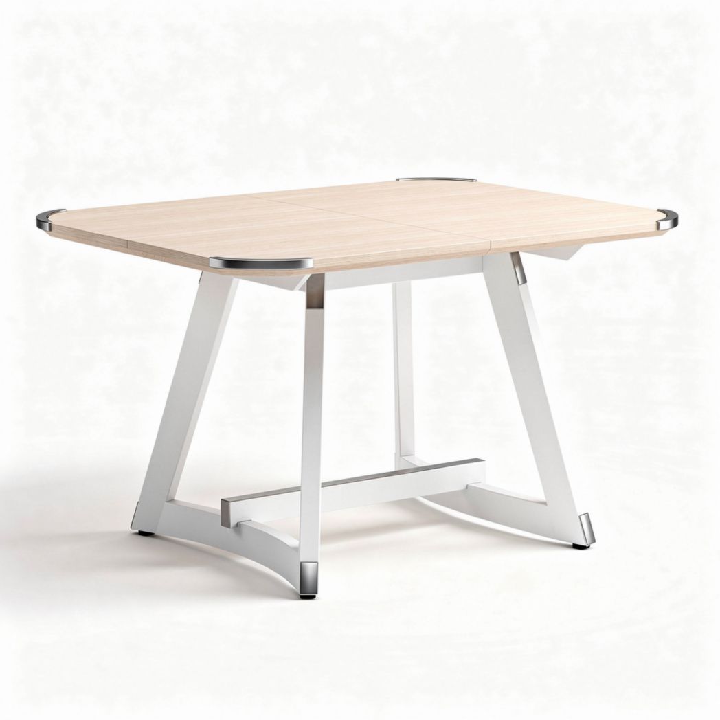 Table à manger extensible en bois clair et métal 120 x 80 x 75cm
