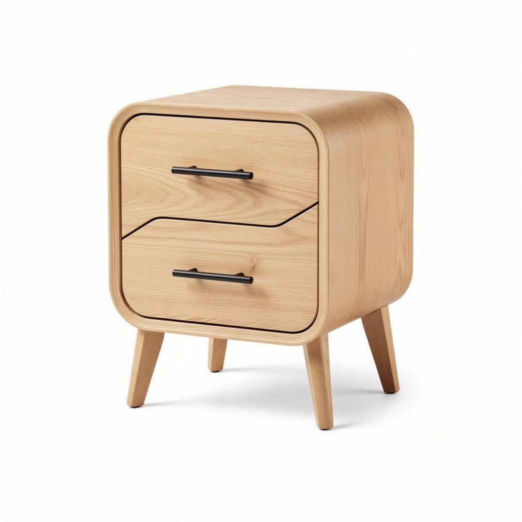 Table de chevet blanche en bois avec deux tiroirs dimensions 55 x 40 x 60cm