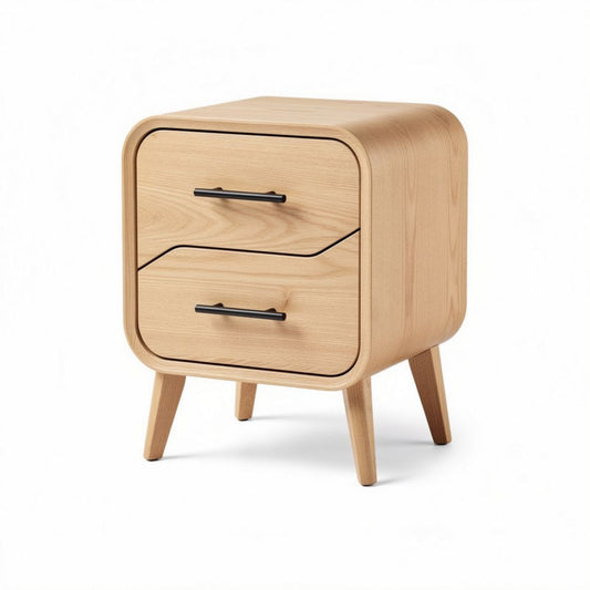 Table de chevet blanche en bois avec deux tiroirs dimensions 55 x 40 x 60cm