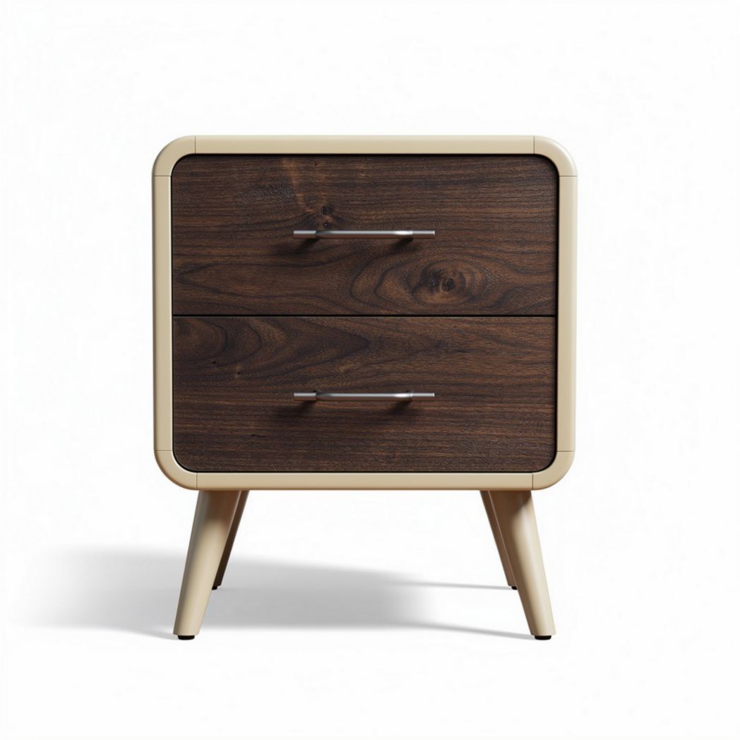 Table de nuit en bois couleur chêne avec deux tiroirs dimensions 40 x 40 x 50cm