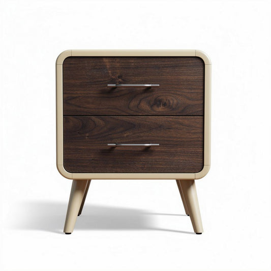 Table de nuit en bois couleur chêne avec deux tiroirs dimensions 40 x 40 x 50cm