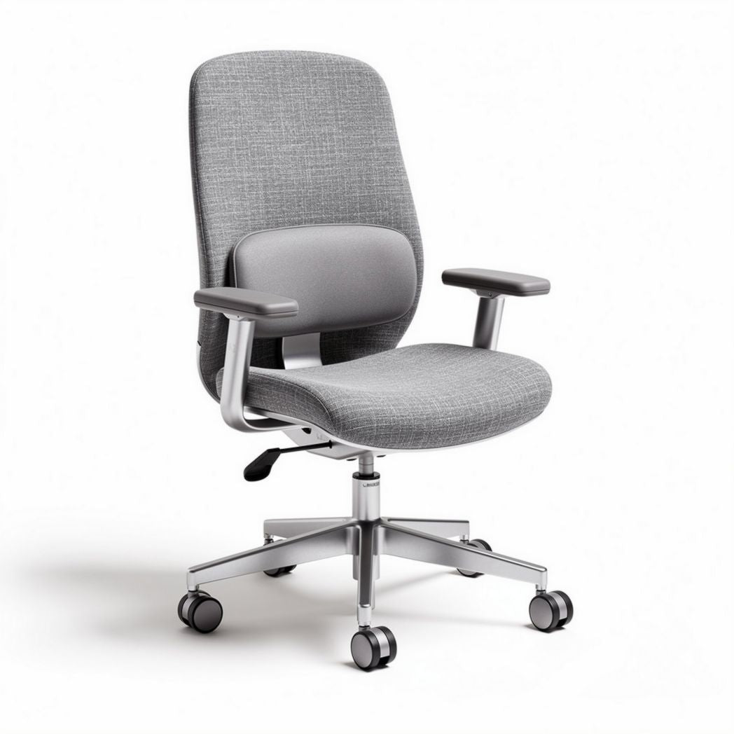 Chaise de bureau en tissu gris ajustable avec accoudoirs métal 60 x 60 x 100cm