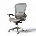 Chaise de bureau ergonomique en mesh gris avec accoudoirs réglables 48 x 60 x 95cm