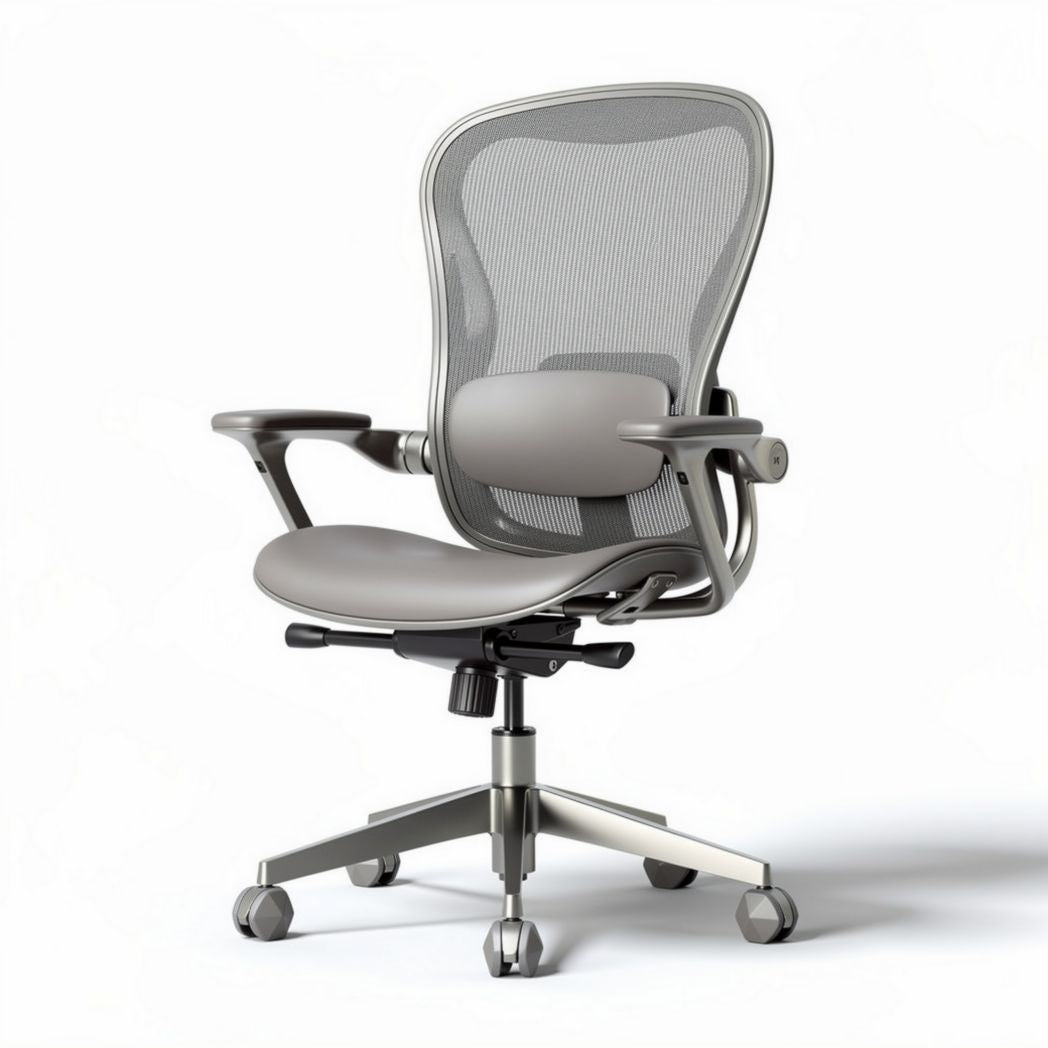 Chaise de bureau ergonomique en mesh gris avec accoudoirs réglables 48 x 60 x 95cm