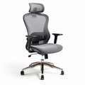Chaise de bureau ergonomique en maille grise avec appui-tête réglable 55 x 60 x 120cm