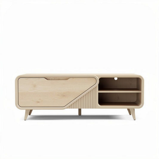 Meuble TV en bois clair avec rangement dimensions 120 x 40 x 45cm