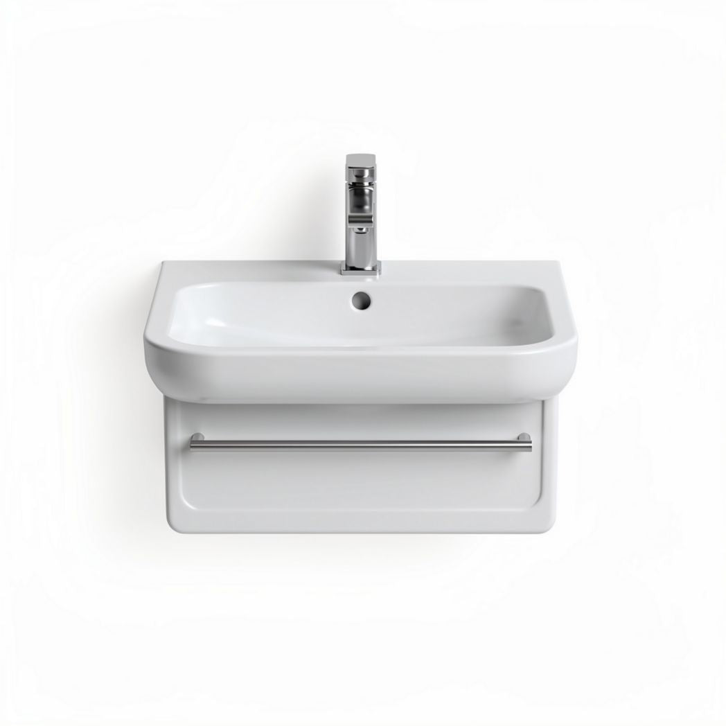 Lavabo suspendu en céramique blanche avec robinet intégré 60 x 45 x 15cm