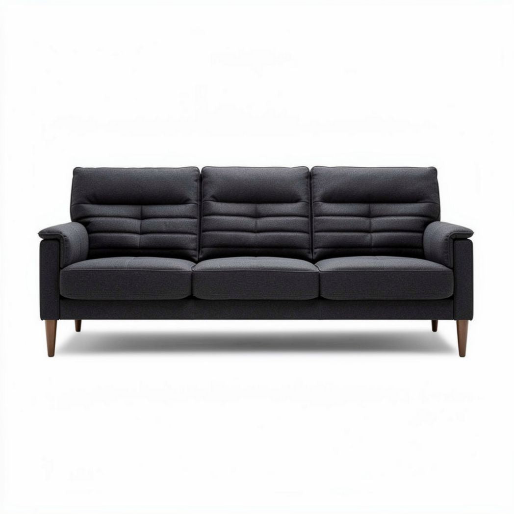 Canapé en tissu gris avec pieds en bois 200 x 85 x 85cm pour salon