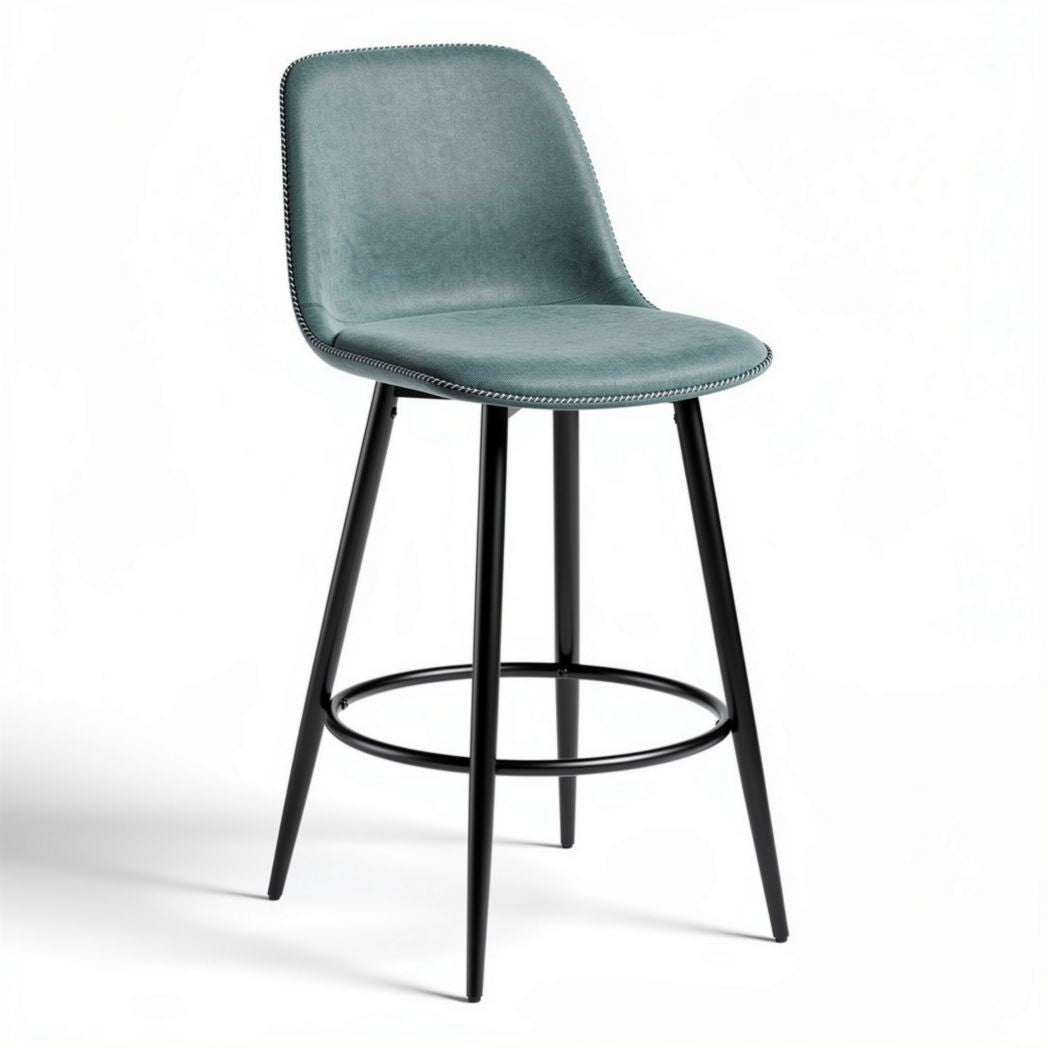 Tabouret de bar en simili cuir vert avec pieds en métal noir 40 x 40 x 100cm