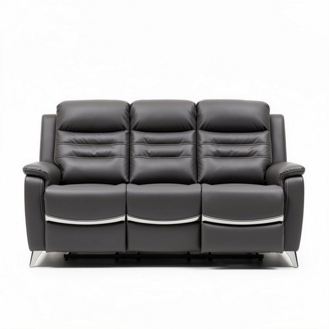 Canapé en cuir synthétique noir avec repose-têtes ajustables 190 x 90 x 100cm