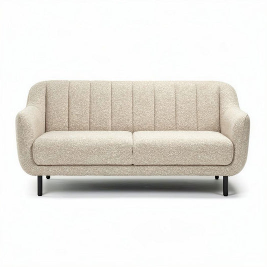 Canapé en tissu beige 200 x 80 x 75cm avec pieds en métal robuste et dossier capitonné
