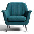 Fauteuil en tissu turquoise avec pieds en métal 75 x 85 x 90cm