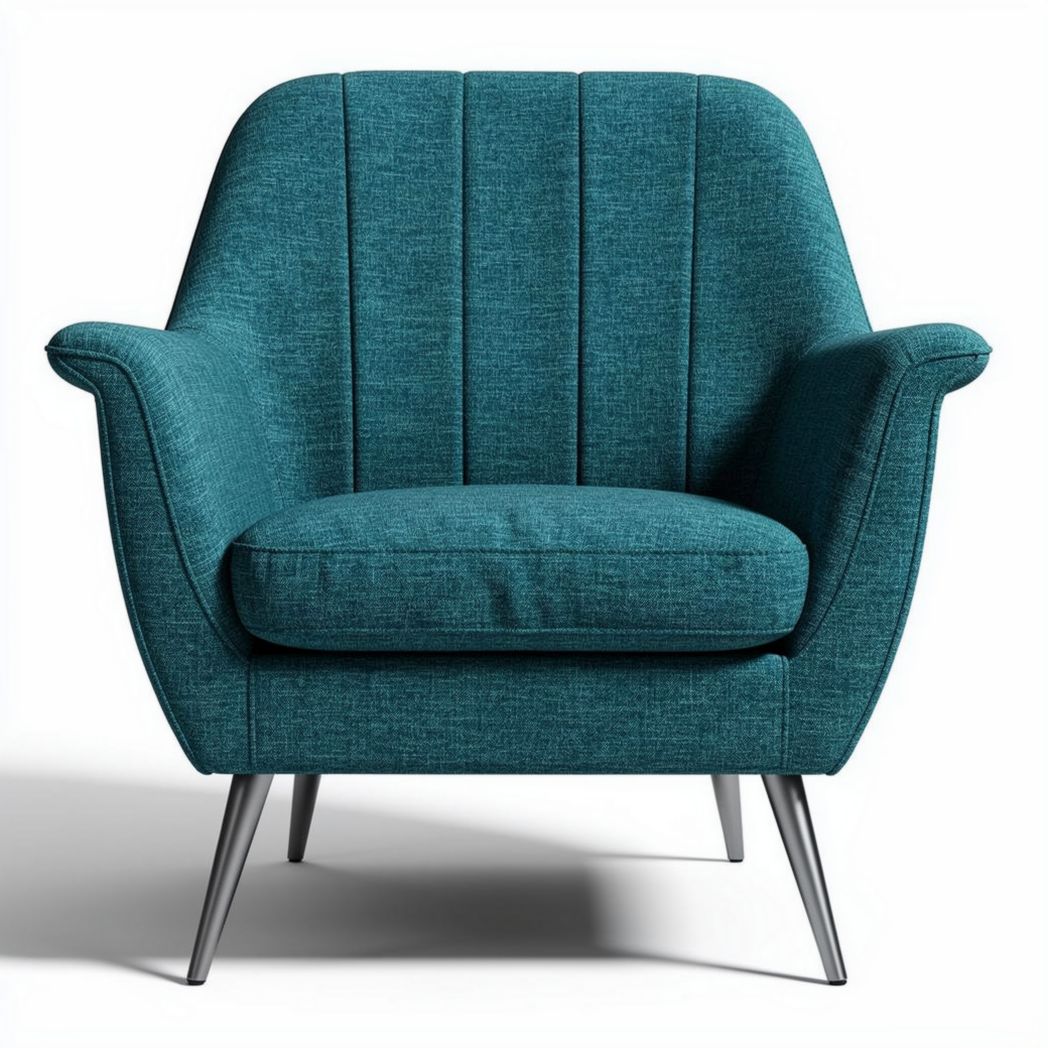 Fauteuil en tissu turquoise avec pieds en métal 75 x 85 x 90cm