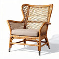Fauteuil en rotin tressé avec coussin en mousse couleur beige dimensions 80 x 75 x 90cm