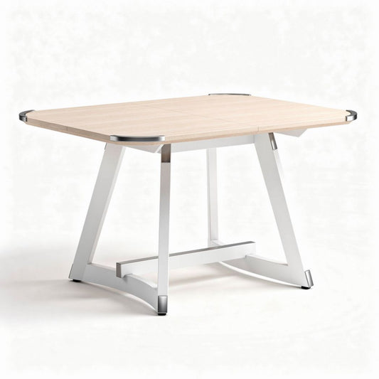 Table à manger extensible en bois clair et métal 120 x 80 x 75cm